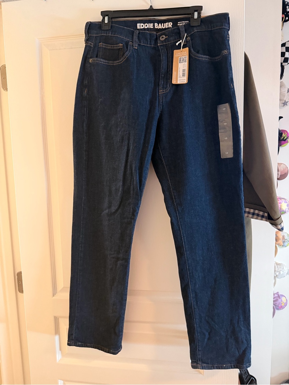 Eddie Bauer Women’s Dark Blue Flannel-Lined Denim Jeans, Sz 10